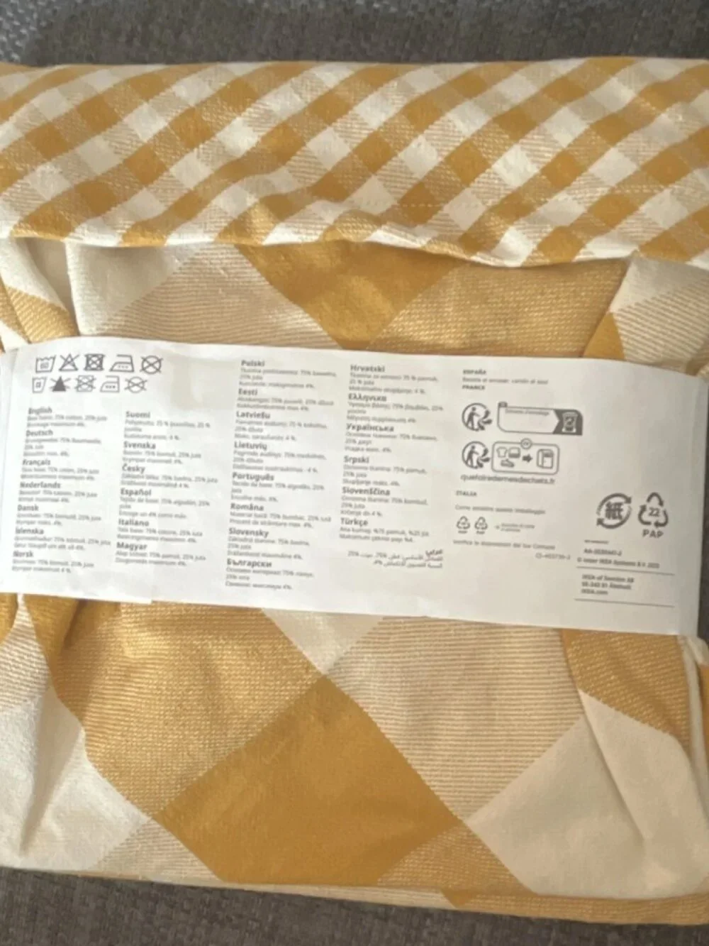IKEA KÖSSEBÄR Cotton Apron - Yellow/White - Gingham Classic